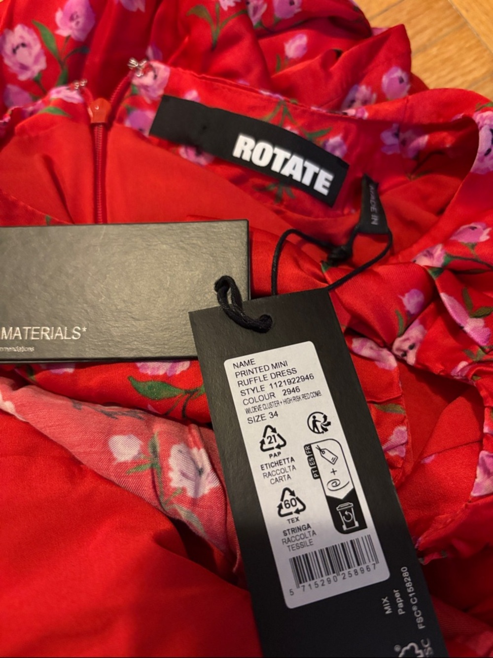 Rotate Red Floral Ruched Mini Dress - Picture 16 of 16